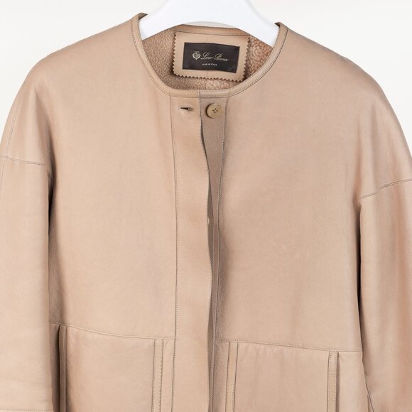 Loro Piana Ecru Lambskin Cropped Shearling Jacket - Picture 4 of 12